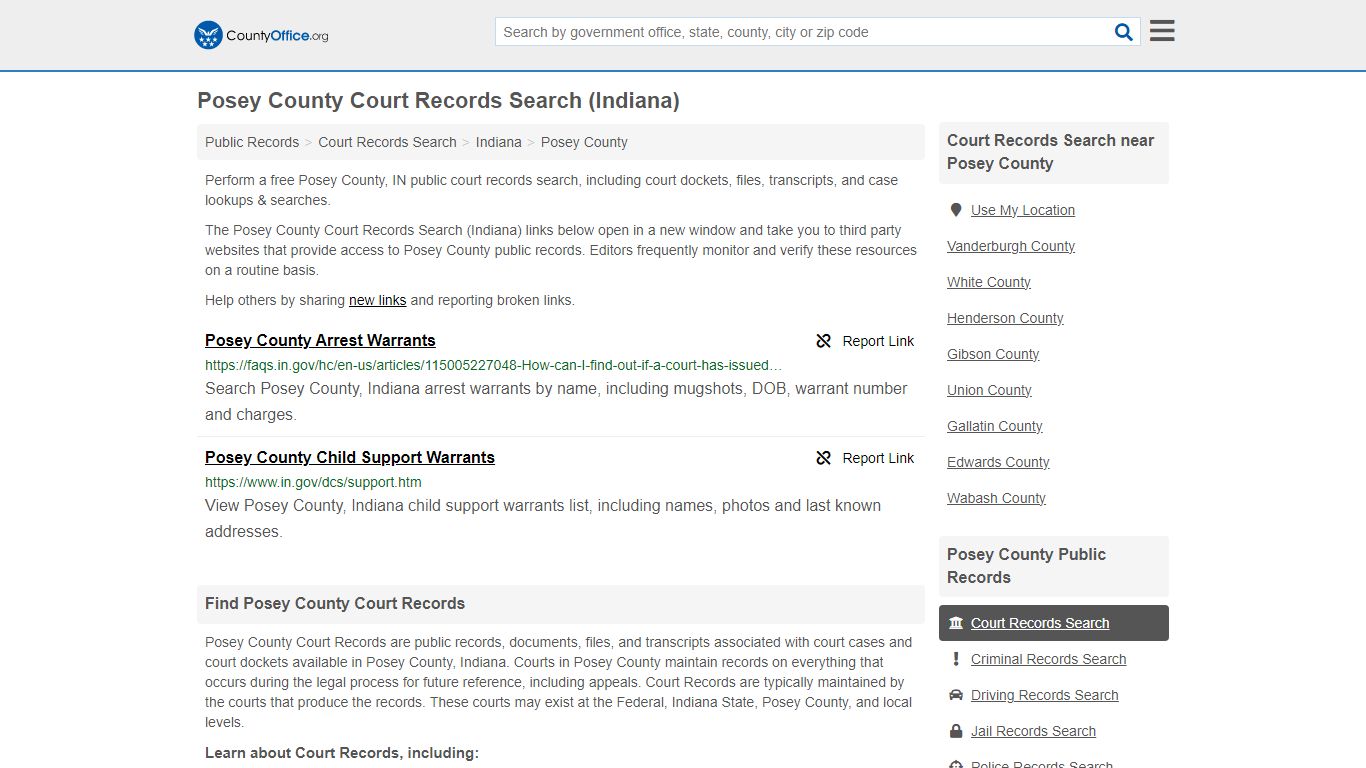Posey County Court Records Search (Indiana) - County Office