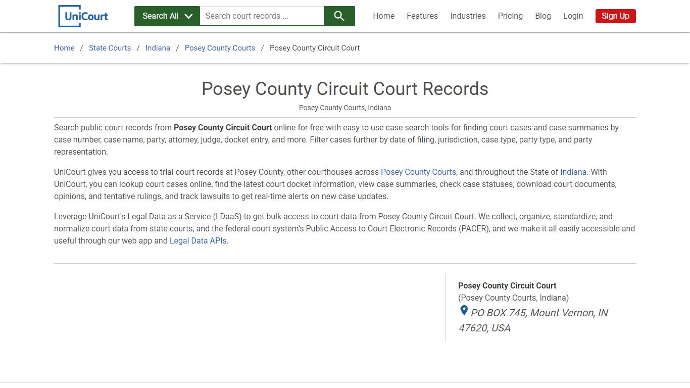 Posey County Circuit Court Records | Posey | UniCourt