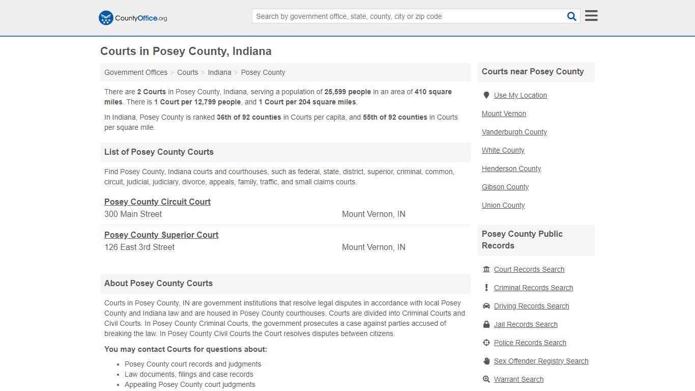 Courts - Posey County, IN (Court Records & Calendars)